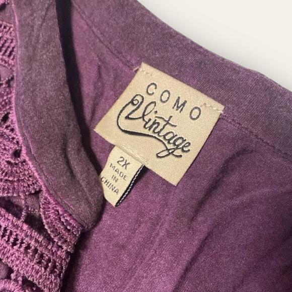 Como Vintage Purple Tunic Top Peasant Blouse Whimsygoth Fairygrunge Plus Size 2x - Picture 4 of 8
